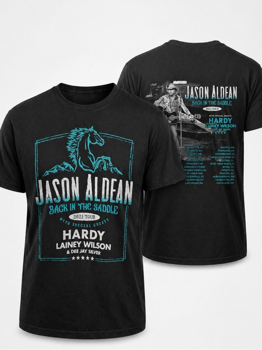 Jason Aldean 2021 Back in the saddle concert tour t shirt medium